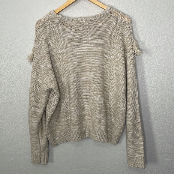 JUNE & HUDSON Sweater with Fringe Detail | Beige | Large - Picture 7 of 9